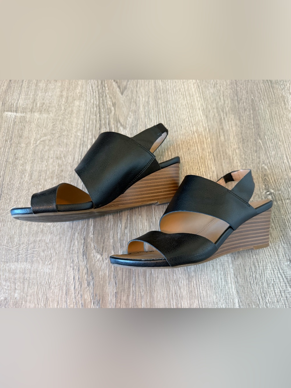 Franco Sarto Black Crisscross Leather Slingback Sandals